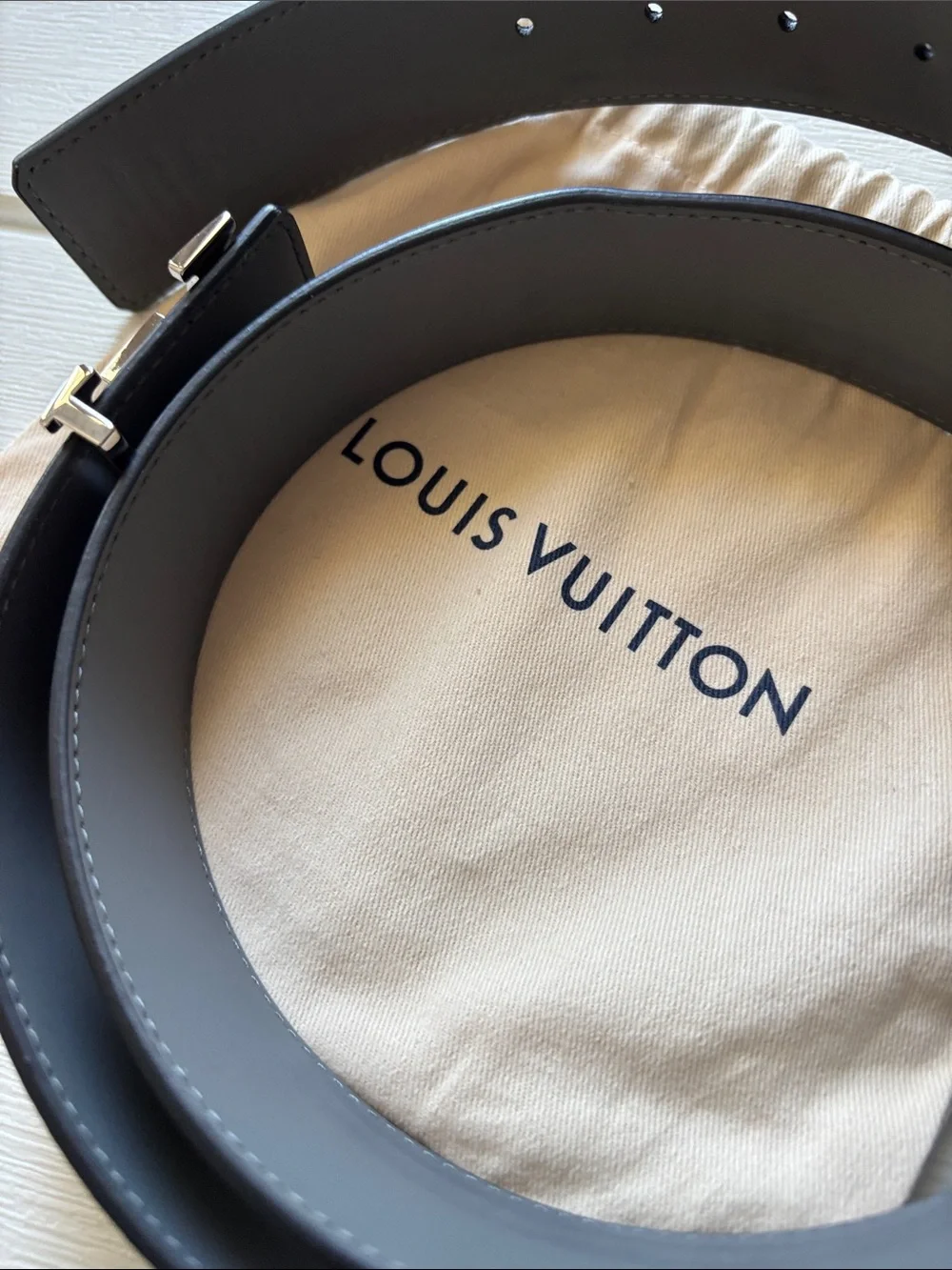 Louis Vuitton Monogram Eclipse Reversible Belt with Silver LV Buckle w dustbag